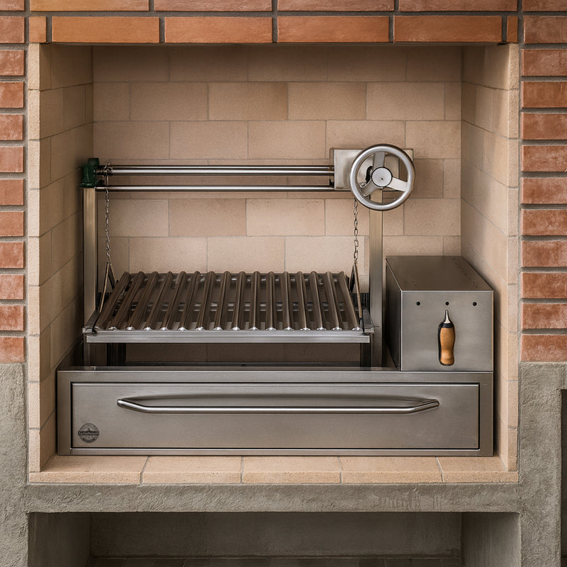 Cargue la imagen en el visor de la galería, Parrilla Empotrable con Leñero – Modelo Pro 400 – 93 x 50 cm | La Carbonera Grill