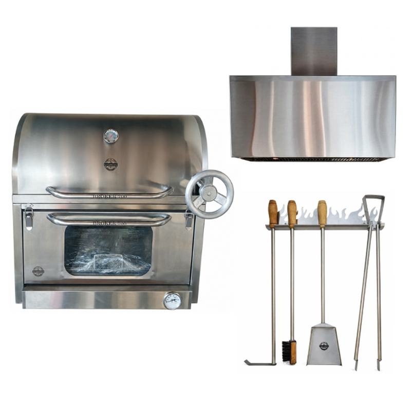 Cargue la imagen en el visor de la galería, Combo BBQ Premium: Parrilla Empotrable con Caja China Broker 700 + Campana Ecológica Modelo Cuadrado + Kit Brasero