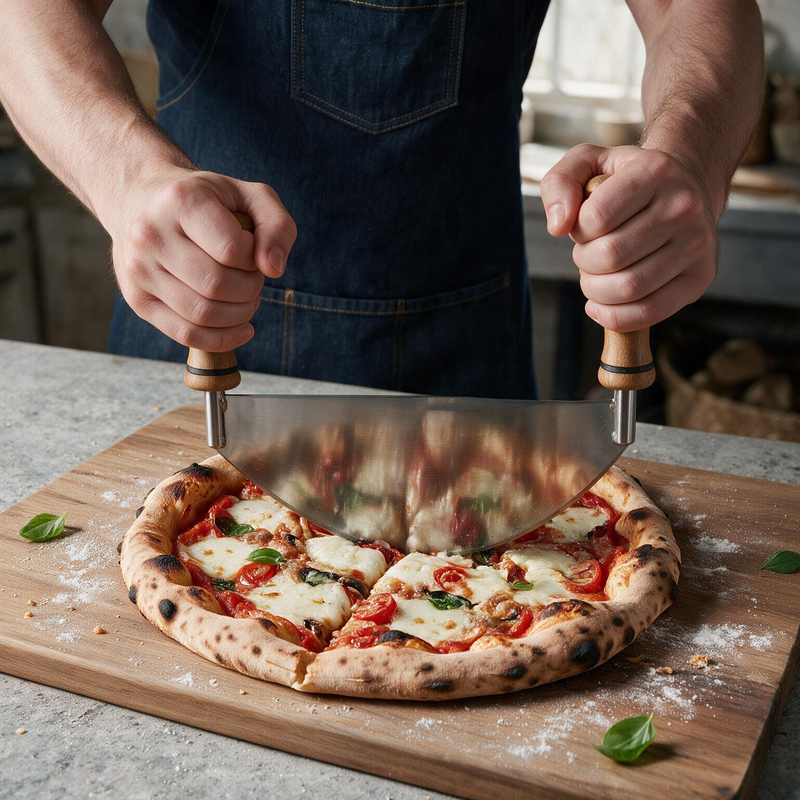 Cargue la imagen en el visor de la galería, Cuchilla Corta Pizza (Tipo Mezzaluna) — Hornos Roca