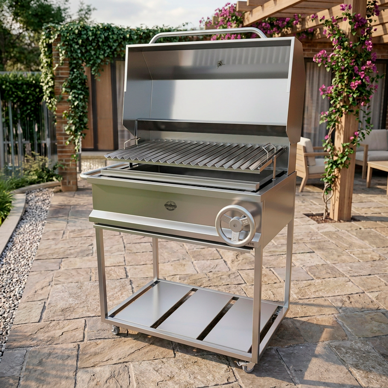 Cargue la imagen en el visor de la galería, Parrilla Movible con Tapa American Pro — La Carbonera Grill (AISI 304)
