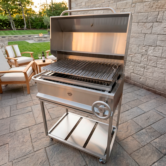 Parrilla Movible con Tapa American Pro — La Carbonera Grill (AISI 304)
