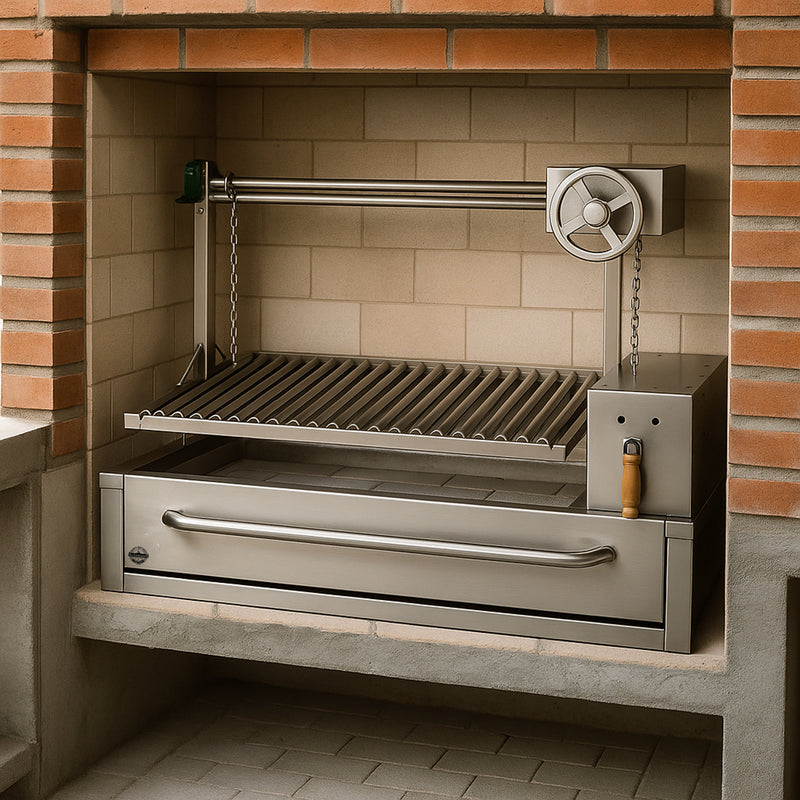 Cargue la imagen en el visor de la galería, Parrilla Empotrable con Leñero – Modelo Pro 400 – 93 x 50 cm | La Carbonera Grill
