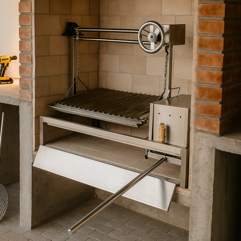 Cargue la imagen en el visor de la galería, Parrilla Empotrable con Leñero – Modelo Pro 400 – 93 x 50 cm | La Carbonera Grill

