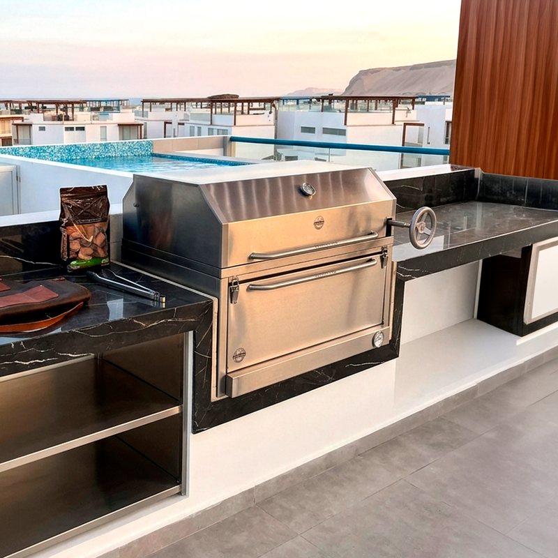 Cargue la imagen en el visor de la galería, Parrilla Empotrable con Caja China – Modelo Broker 300 – 70 x 50 x 42 cm | La Carbonera Grill
