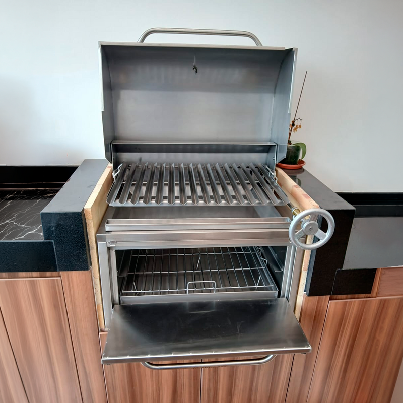 Cargue la imagen en el visor de la galería, Parrilla Empotrable con Caja China – Modelo Broker 300 – 70 x 50 x 42 cm | La Carbonera Grill
