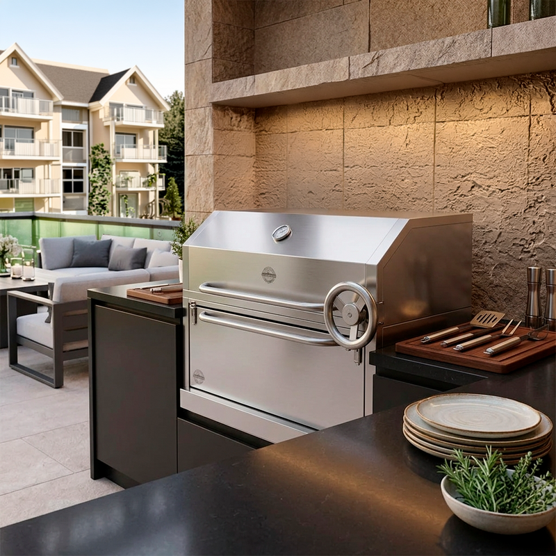 Cargue la imagen en el visor de la galería, Parrilla Empotrable con Caja China – Modelo Broker 300 – 70 x 50 x 42 cm | La Carbonera Grill
