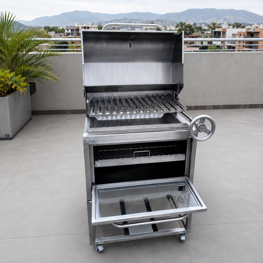 Parrilla Movible con Caja China Broker Master — La Carbonera Grill (AISI 304)