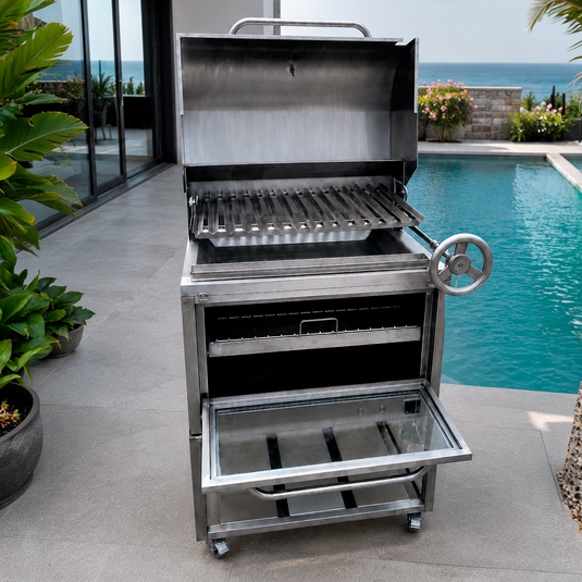 Parrilla Movible con Caja China Broker Master — La Carbonera Grill (AISI 304)