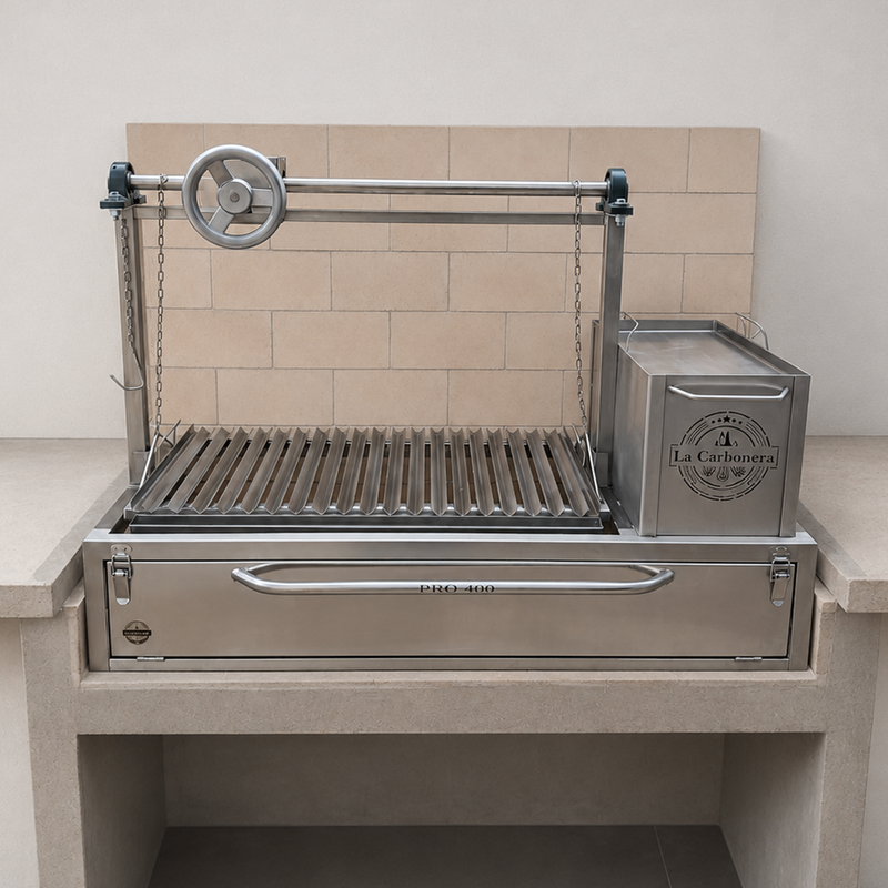 Cargue la imagen en el visor de la galería, Parrilla Empotrable con Leñero – Modelo Pro 400 – 93 x 50 cm | La Carbonera Grill
