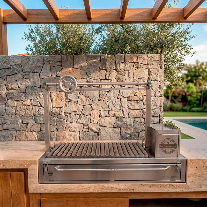 Cargue la imagen en el visor de la galería, Parrilla Empotrable con Leñero – Modelo Pro 400 – 93 x 50 cm | La Carbonera Grill
