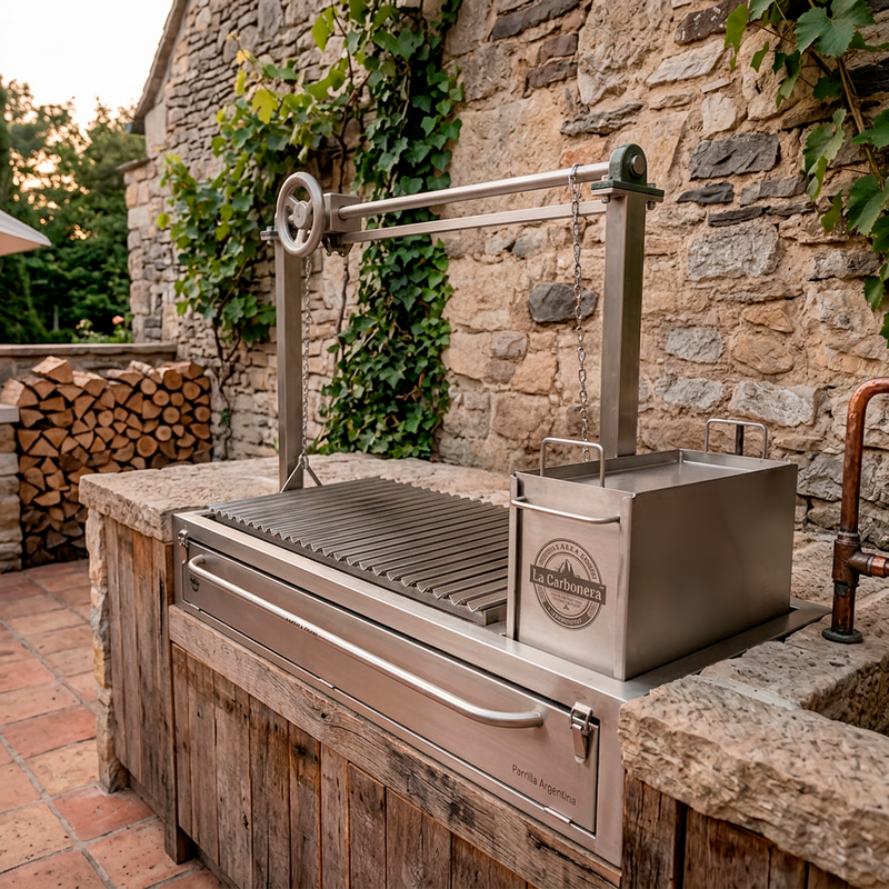 Cargue la imagen en el visor de la galería, Parrilla Empotrable con Leñero – Modelo Pro 400 – 93 x 50 cm | La Carbonera Grill

