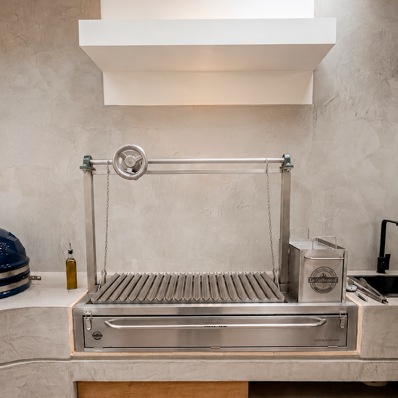Cargue la imagen en el visor de la galería, Parrilla Empotrable con Leñero – Modelo Pro 400 – 93 x 50 cm | La Carbonera Grill
