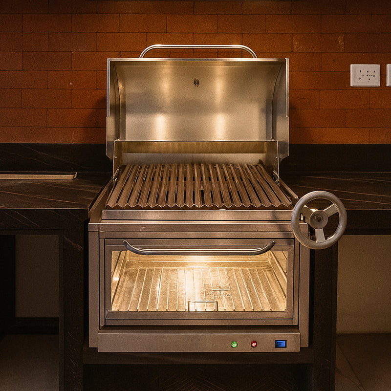 Cargue la imagen en el visor de la galería, Parrilla Empotrable con Caja China – Modelo Broker Master – 70 x 50 x 42 cm | La Carbonera Grill
