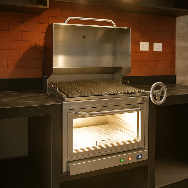 Cargue la imagen en el visor de la galería, Parrilla Empotrable con Caja China – Modelo Broker Master – 70 x 50 x 42 cm | La Carbonera Grill
