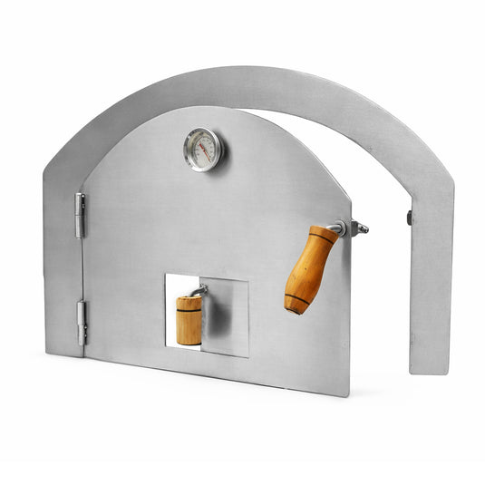 Puerta de Acero Inoxidable para Horno Artesanal con Termómetro — Hornos Roca