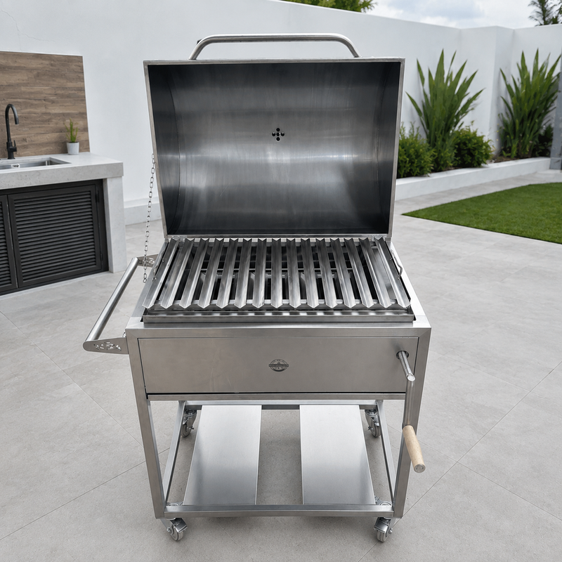 Cargue la imagen en el visor de la galería, Parrilla Movible con Tapa Ahumadora Smoked Pro — La Carbonera Grill (AISI 304)
