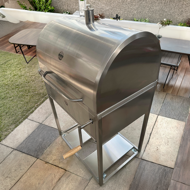 Cargue la imagen en el visor de la galería, Parrilla Movible con Tapa Ahumadora Smoked Pro — La Carbonera Grill (AISI 304)
