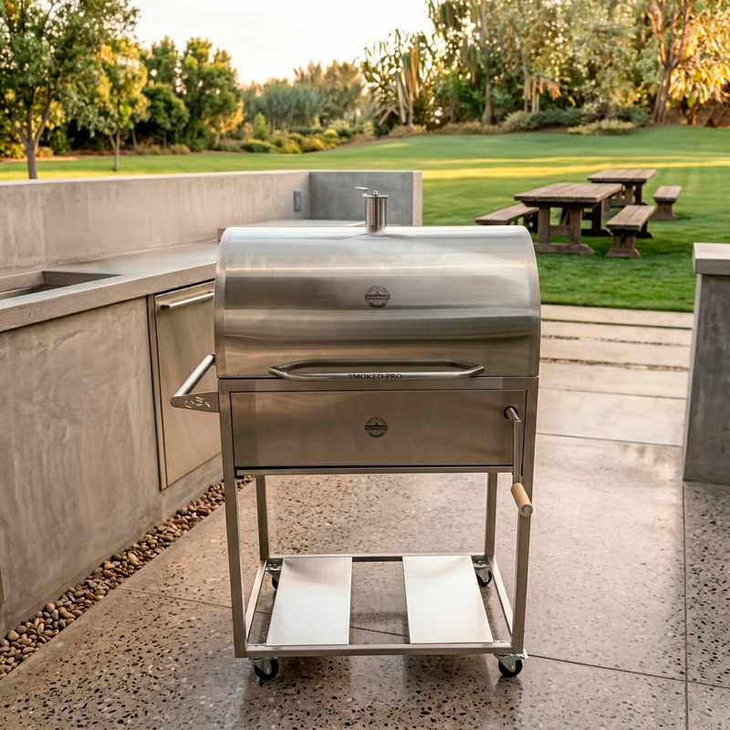 Cargue la imagen en el visor de la galería, Parrilla Movible con Tapa Ahumadora Smoked Pro — La Carbonera Grill (AISI 304)
